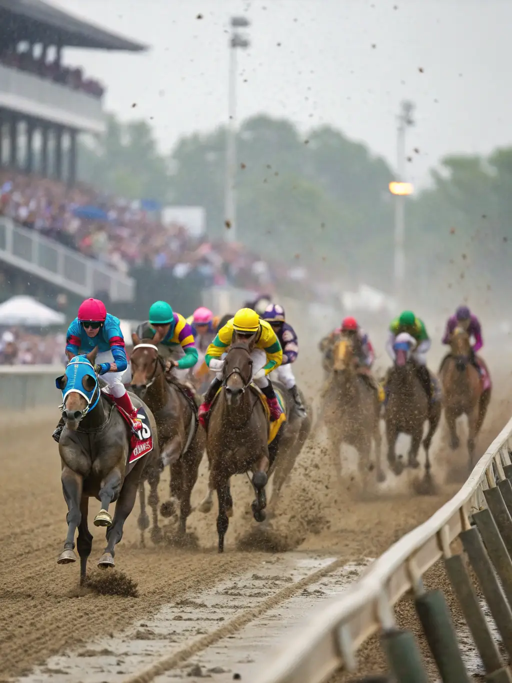 A dynamic shot of horses and riders competing in an equestrian endurance competition, capturing the intensity and skill involved.